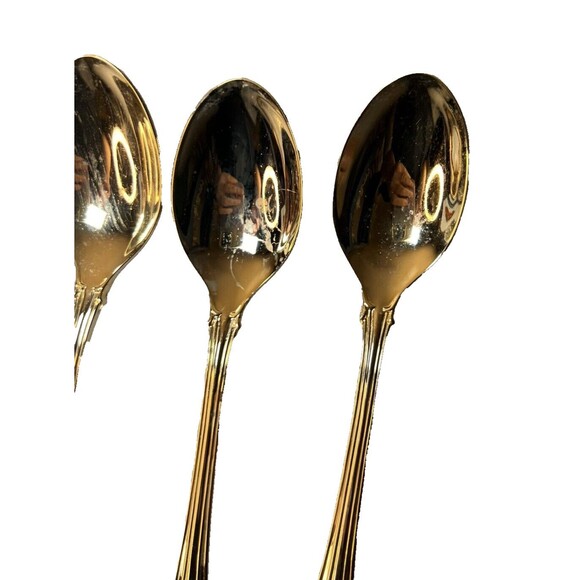 FB Rogers Golden Plated Electroplate American Chipendale 4 Spoons Tbsp - Picture 2 of 16